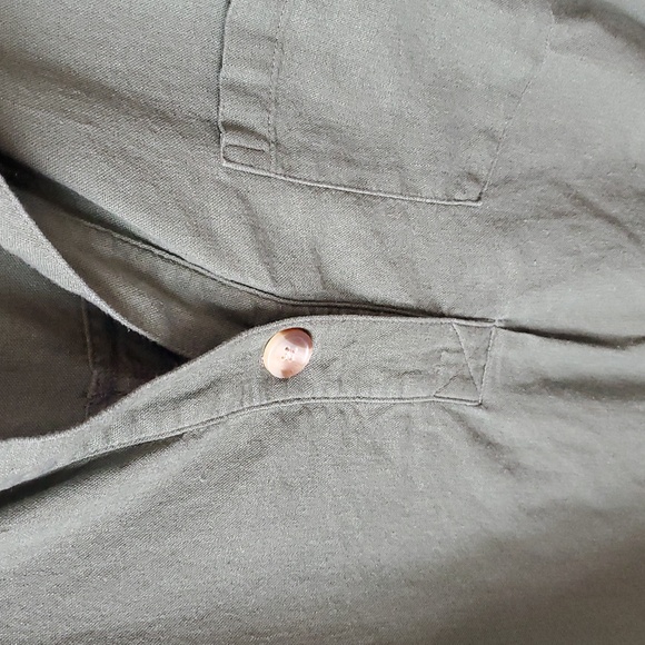 Green Linen Blend Button-Up Tunic Dress - Picture 4 of 7